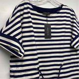 Lafayette 148 Size M Women's Navy-White Stripe Dress