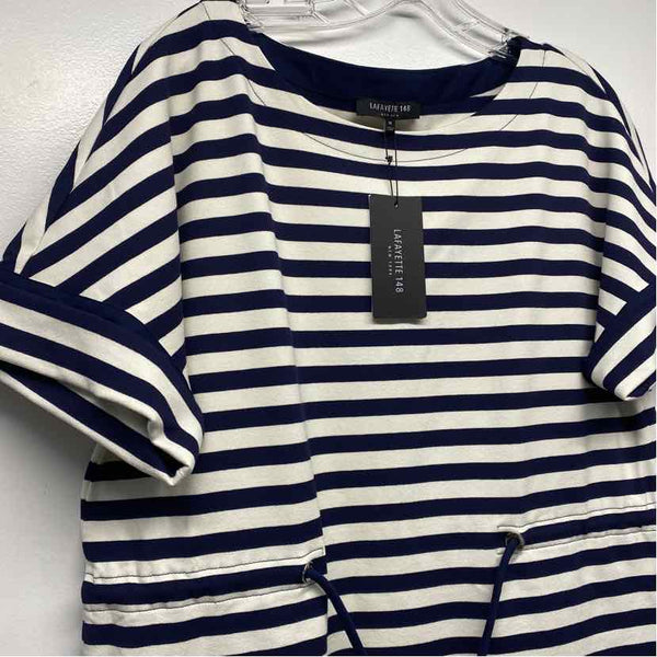 Lafayette 148 Size M Women's Navy-White Stripe Dress