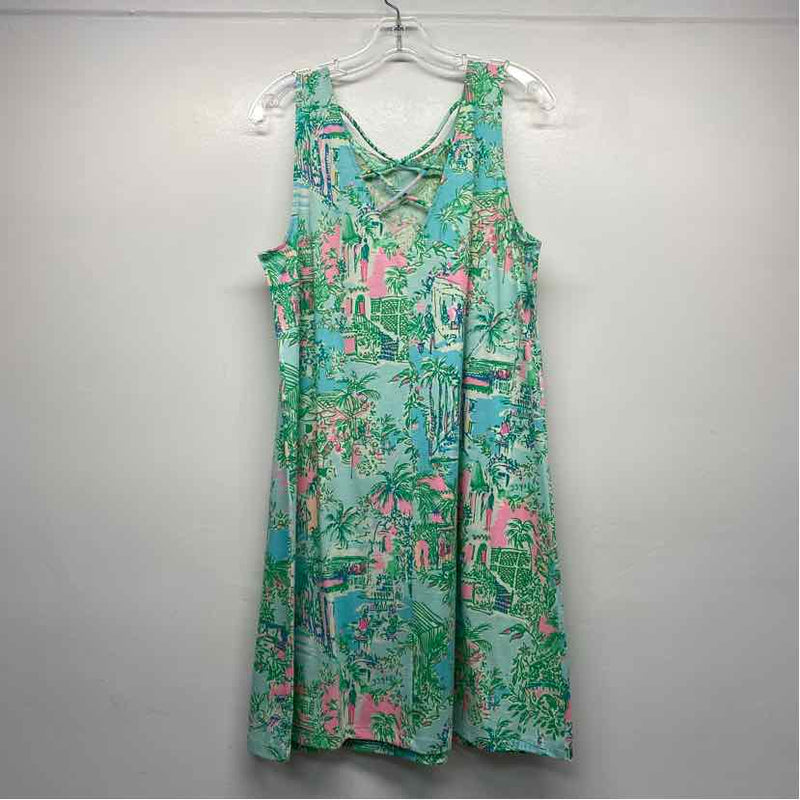 Lilly Pulitzer Size L Women's Green-Multi Print Shift Dress