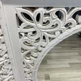 White Wood  Square Ornate Mirror