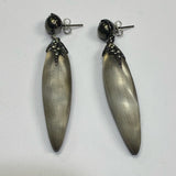 Alexis Bittar Long Textured Iridescent Stone Earrings