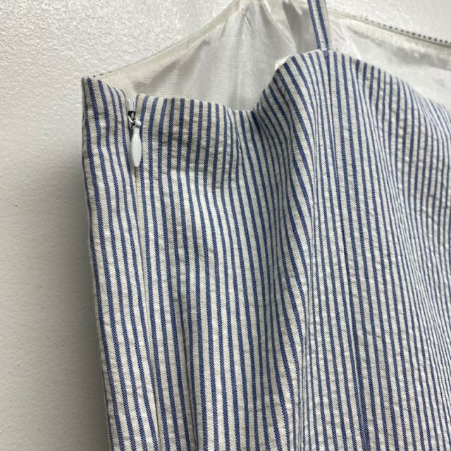Ann Taylor Women's Size L Blue-White Striped Spaghetti Strap Dress