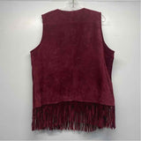 Chico's Women's Size 3-XL Burgundy Textured Button Up Vest