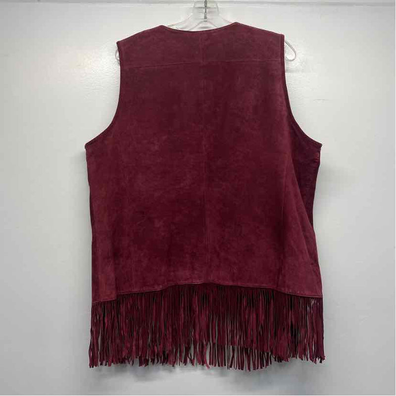 Chico's Women's Size 3-XL Burgundy Textured Button Up Vest