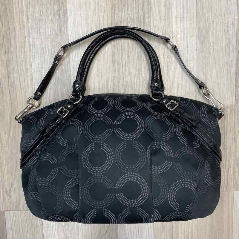 Coach Black Canvas Signature Satchel Handbag