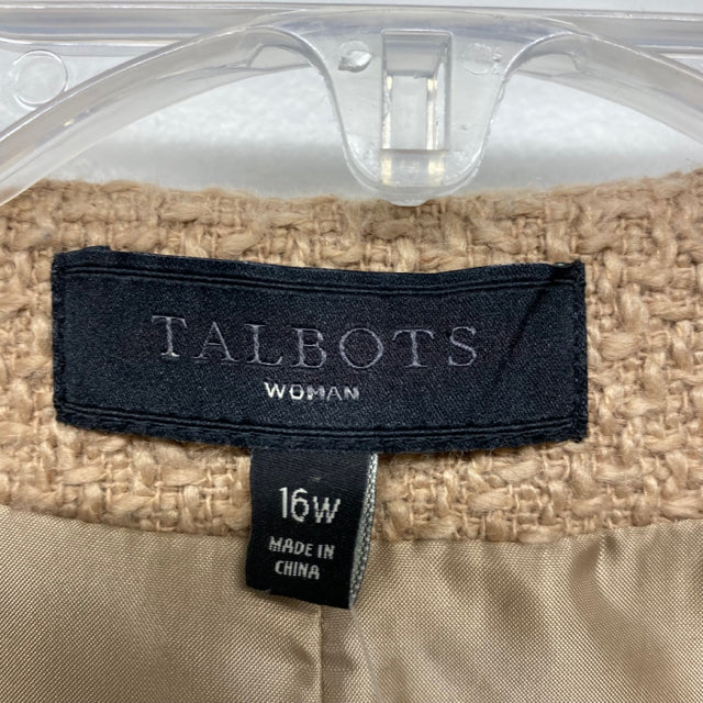 Talbots Women's Size Xl Tan-Black Patchwork Zip Up Jacket