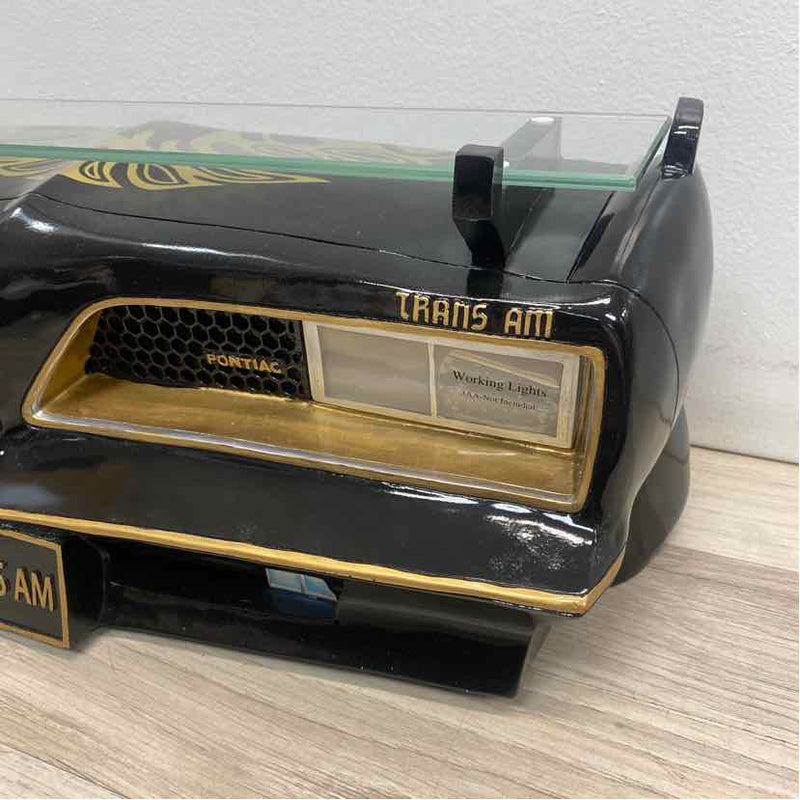 Black Pontiac Trans Am Floating Wall Glass Shelf w LED Headlights