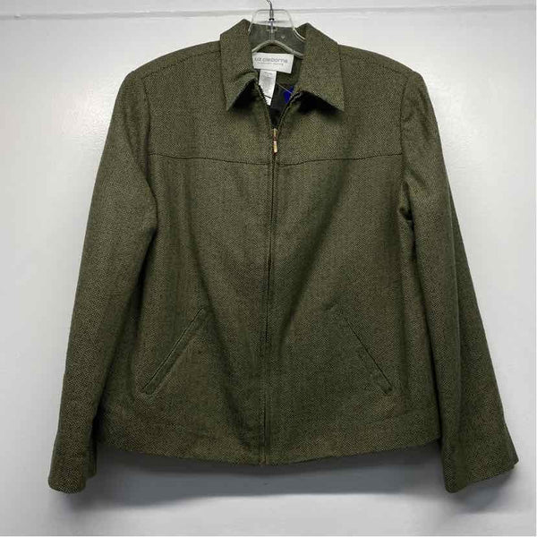 Liz Claiborne Women's Size S Green Tweed Zip Up Jacket