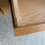 Sauder Brown Wood Shelf w Frosted Glass Shelves