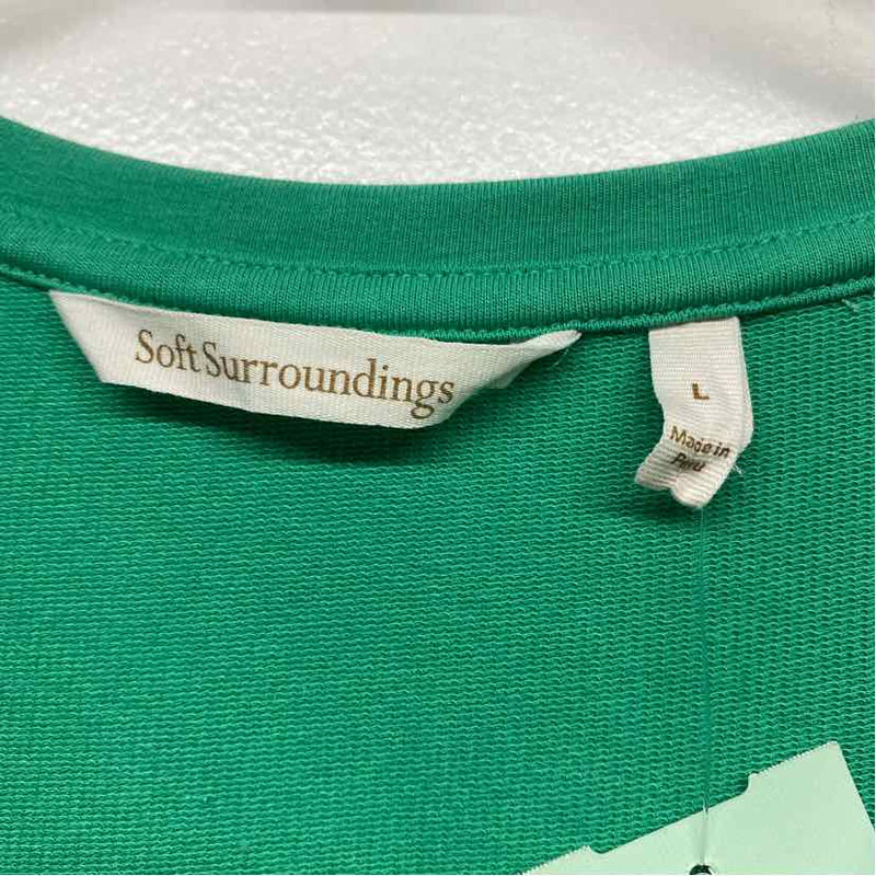 Soft Surroundings Size L Women's Green Solid Shift Dress