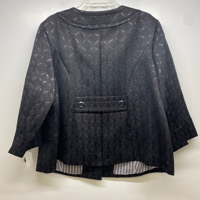 Charter Club Women's Size 2x-18W Black Pattern 3/4 Sleeve Jacket