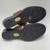 Softspots Size 8.5 Women's Brown Color Block Slip On Sandals