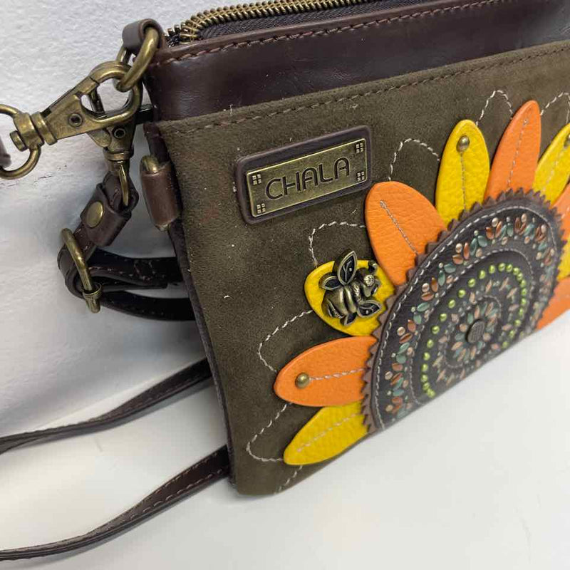 Chala Brown Faux Leather Patchwork Crossbody Handbag