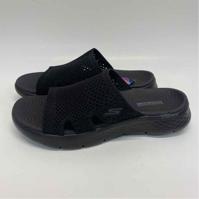 Skechers Goga Mat Size 7 Women's Black Cut Out Slip On Sandals