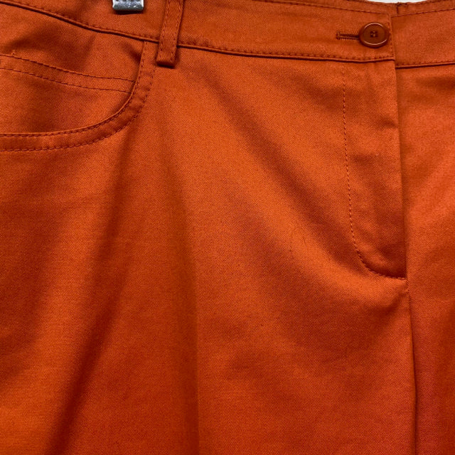 Akris Women's Size 14 Orange Solid Cuff Capri