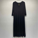 Blue Sky Size L Women's Black Solid Maxi-Long Sleeve Dress