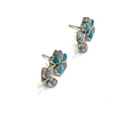 Zuni, inlay flower turquoise  and nother pearl earrings