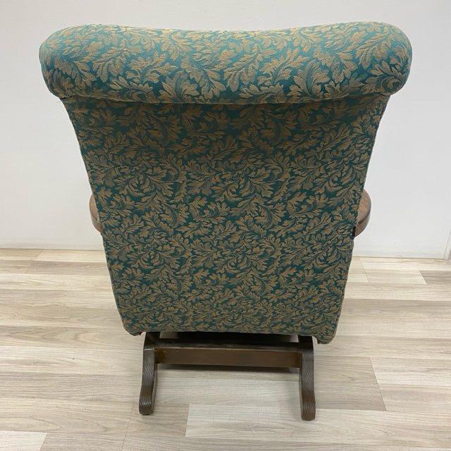 Teal-Tan Tapestry Rocking Chair