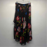 Ted Baker Size 3 Women's Black-Multi Floral High Low Skirt