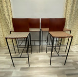 Red multi Metal-Wood Stool