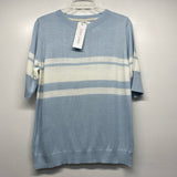 Mer Sea Size M Women's Blue-White Stripe Pullover Short Sleeve Top