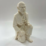 Made in Italy Vintage Cream Alabaster Samurai Sculpture by Arnoldo Giannelli