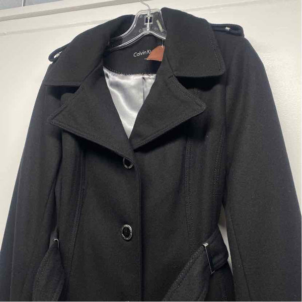 Calvin Klein Women's Size M Black Solid Overcoat Coat