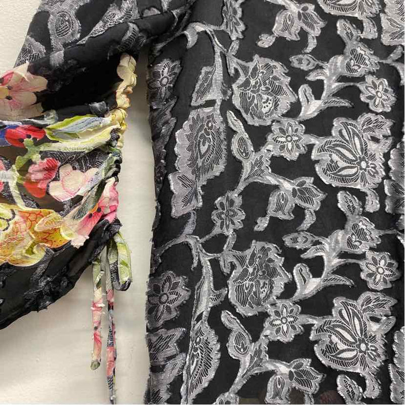 Citron Santa Monica Size S Women's Black-Multi Patchwork Button Up Blouse