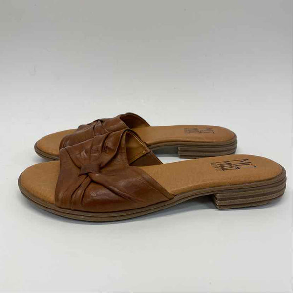 Miz Mooz Size 37-6.5 Women's Brown Solid Slide Sandals