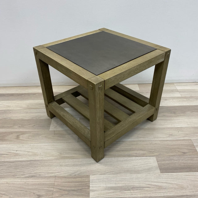 Grey Side Table with bottom Shelf