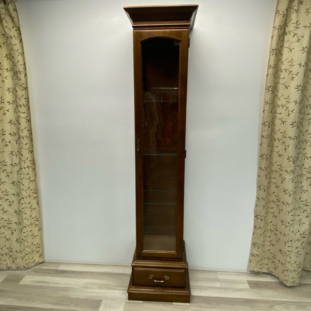 Ethan Allen Brown Wood-Glass Curio Cabinet