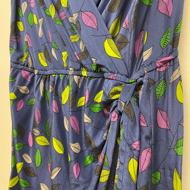 Charlie Jade Size S Women's Blue-Multi Pattern Faux Wrap Dress