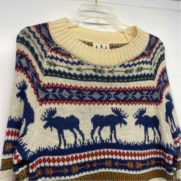 Kiel James Patrick Size L Women's White-Multicolor Pattern Sweater Dress