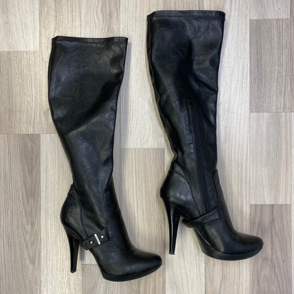 Nine West Size 7.5 Women's Black Solid Tall-High Heels Boots