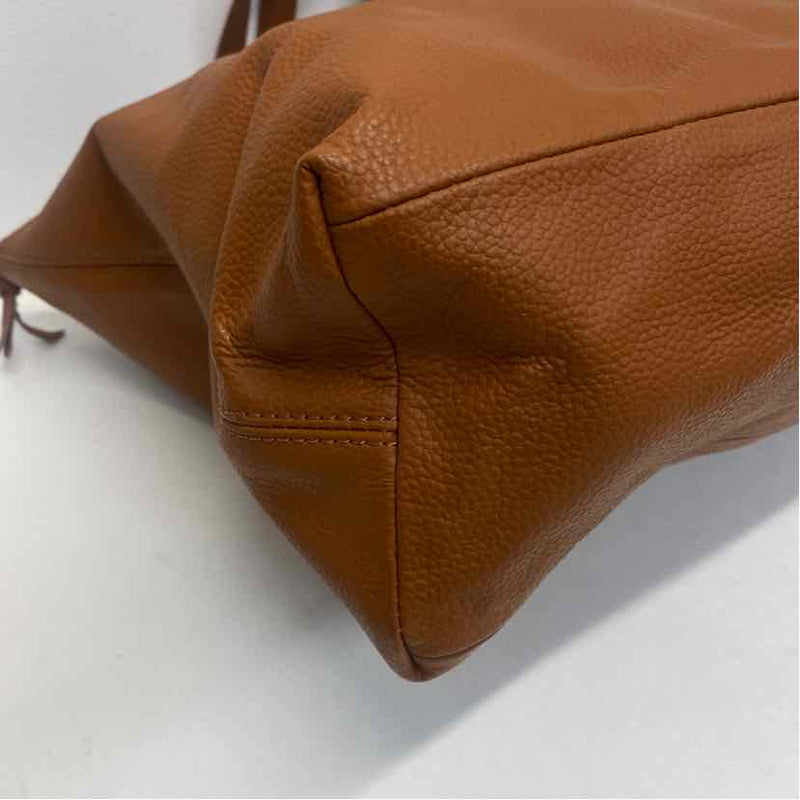 Joy Brown Leather Pebbled Tote Handbag