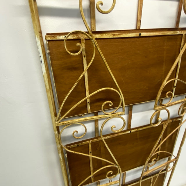 Folding Beige Metal-Wood Baker's Rack