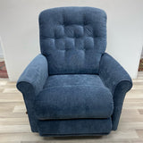 Lazy Boy Swivel Recliner Solid Blue Fabric Chair