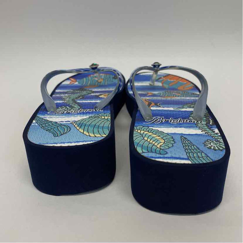 Brighton Size 7 Women's Blue-Multi Pattern Camel Toe Sandals
