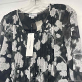 Calvin Klein Size M Women's Black-White Floral V Neck Blouse