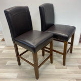 Pair Dark Brown Faux leather Counter Height Stool