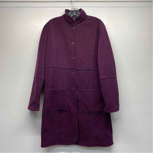 Susan Graver Women's Size XS Purple Solid Button Up Coat