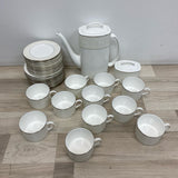 Lenox Kate Spade New York Chapel Hill White-Silver Tea Set Service for 11