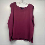 Ming Wang Size 2x Women's Magenta Solid Scoop Neck Sleeveless Top