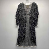 Poetic Threads Women's Size One fits most Black-White Embroidered Kimono Wrap