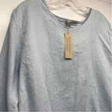 Cut Loose Size L Women's Light Blue Solid Pullover Long Sleeve Top