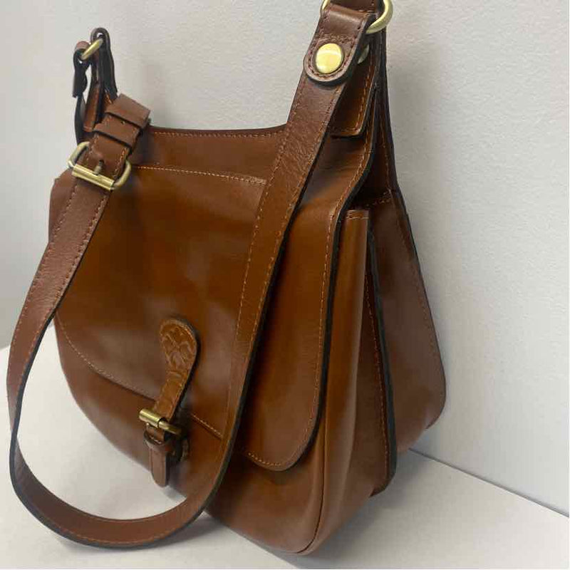 Patricia Nash Brown Leather Solid Crossbody Handbag