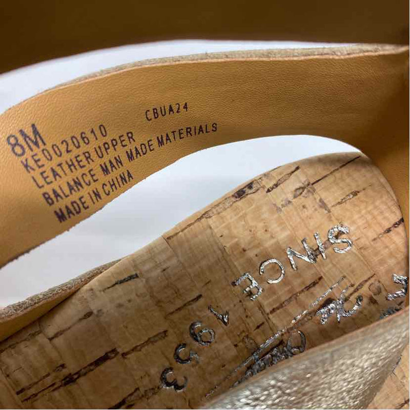 Kork-Ease Size 8 Women's Gold Shimmer Strappy Sandals