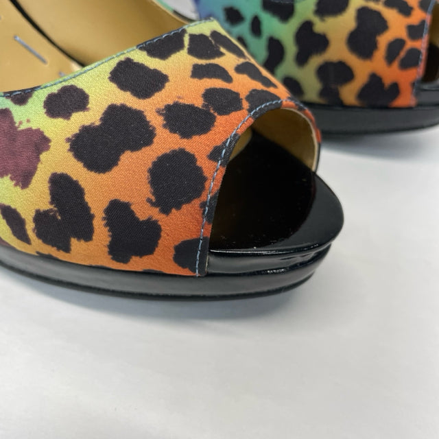Nine West Size 6.5 Women's Multicolor Animal Print Open Toe Shoes