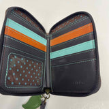 Chala Brown Faux Leather Patchwork Zip Around Wallet