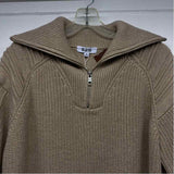 525 Size M Women's Tan Solid Zip Mock Neck Sweater